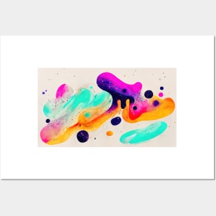 Modern Contemporary Abstract Watercolor Colorful Multicolored Cosmic Splash Galaxy Posters and Art